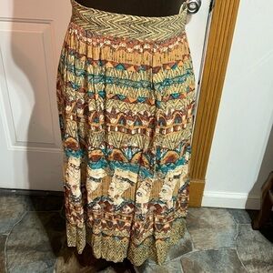 Egyptian Novelty Print Turquoise AKF New York Skirt Size Medium